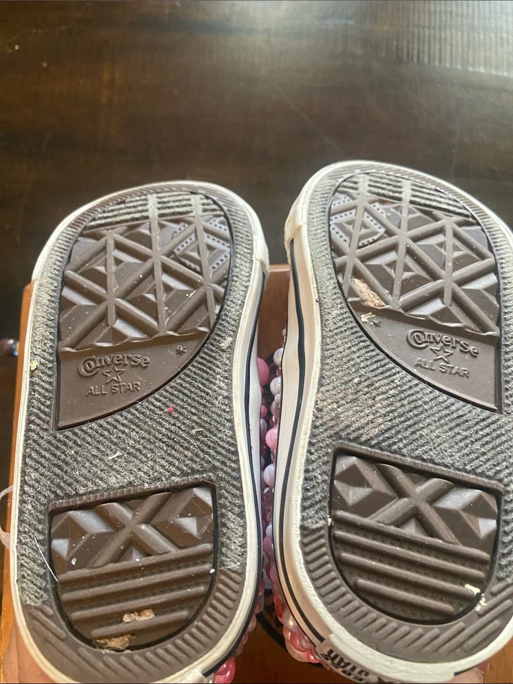 Custom-decorated pink Converse All Star toddler shoes size 6